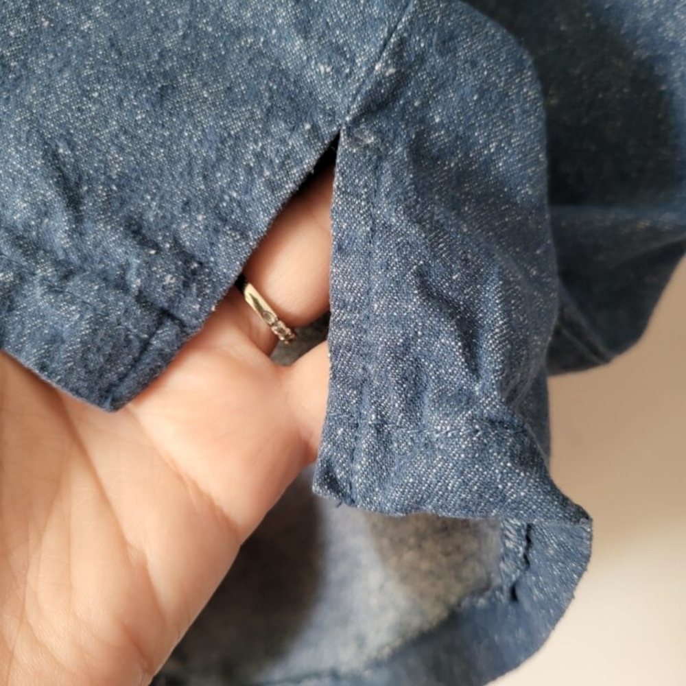 Vintage GREAT CAVALIER By St.Paul Denim Blue Raw Silk Short Sleeve Top - Picture 3 of 5